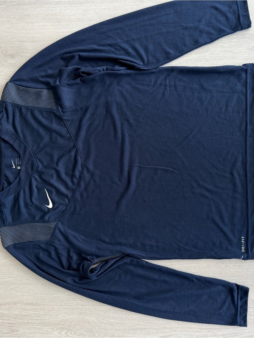 Nike Long-Sleeve Dri-FIT Top in Navy Blue with White Swoosh